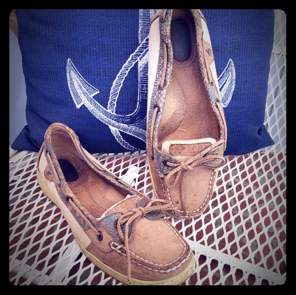 Blue Metallic Snakeskin Sperry Angelfish Loafers - Picture 2 of 8